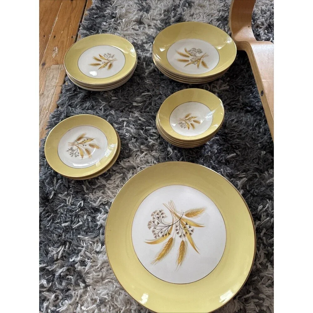 20 Piece Century Service Corp Autumn Gold Dinner Plate Plates and Bowls